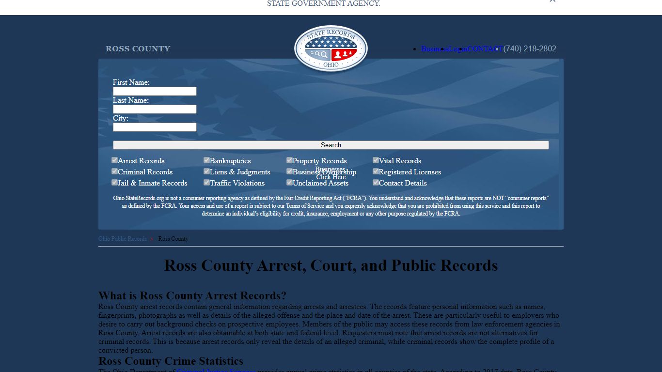 Ross County Arrest, Court, and Public Records